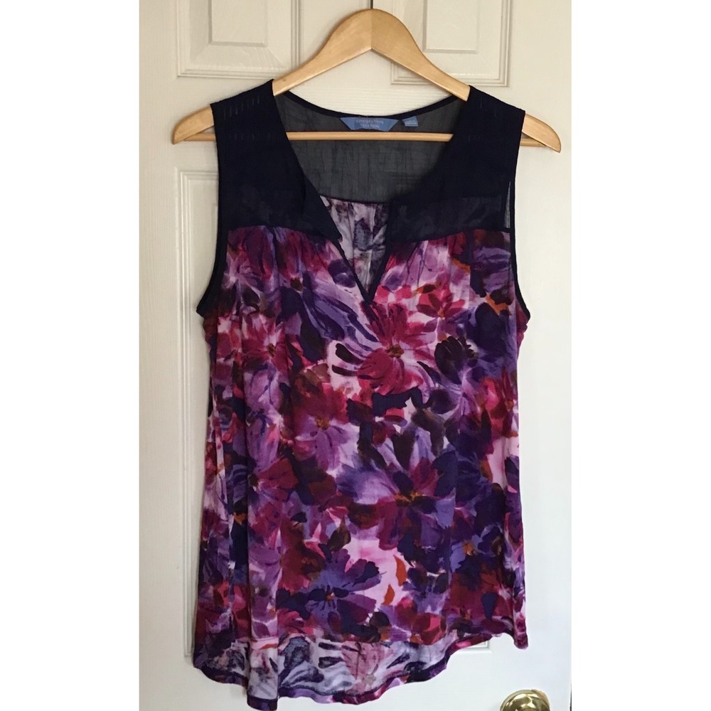Simply Vera Vera Wang Women's Blouse Tank Top Gauzy Sleeveless VNeck Size Large